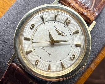 1950s Longines Automatic Serviced Swiss Dress 10K Gold Filled Watch Mid Century Luxury Gift