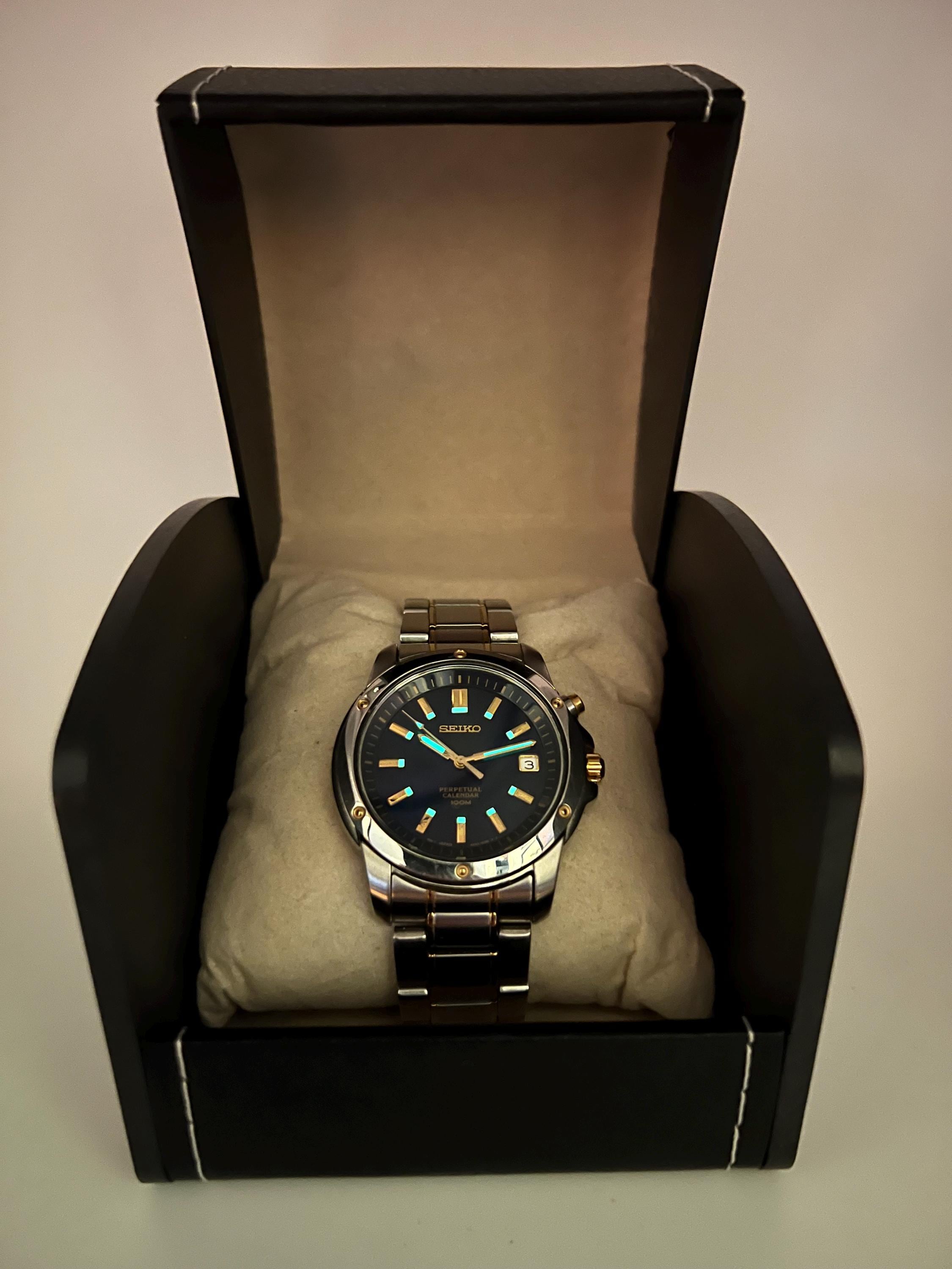 Seiko Perpetual Calendar 6A32-0080 - Blue Dial Two-tone - 100M