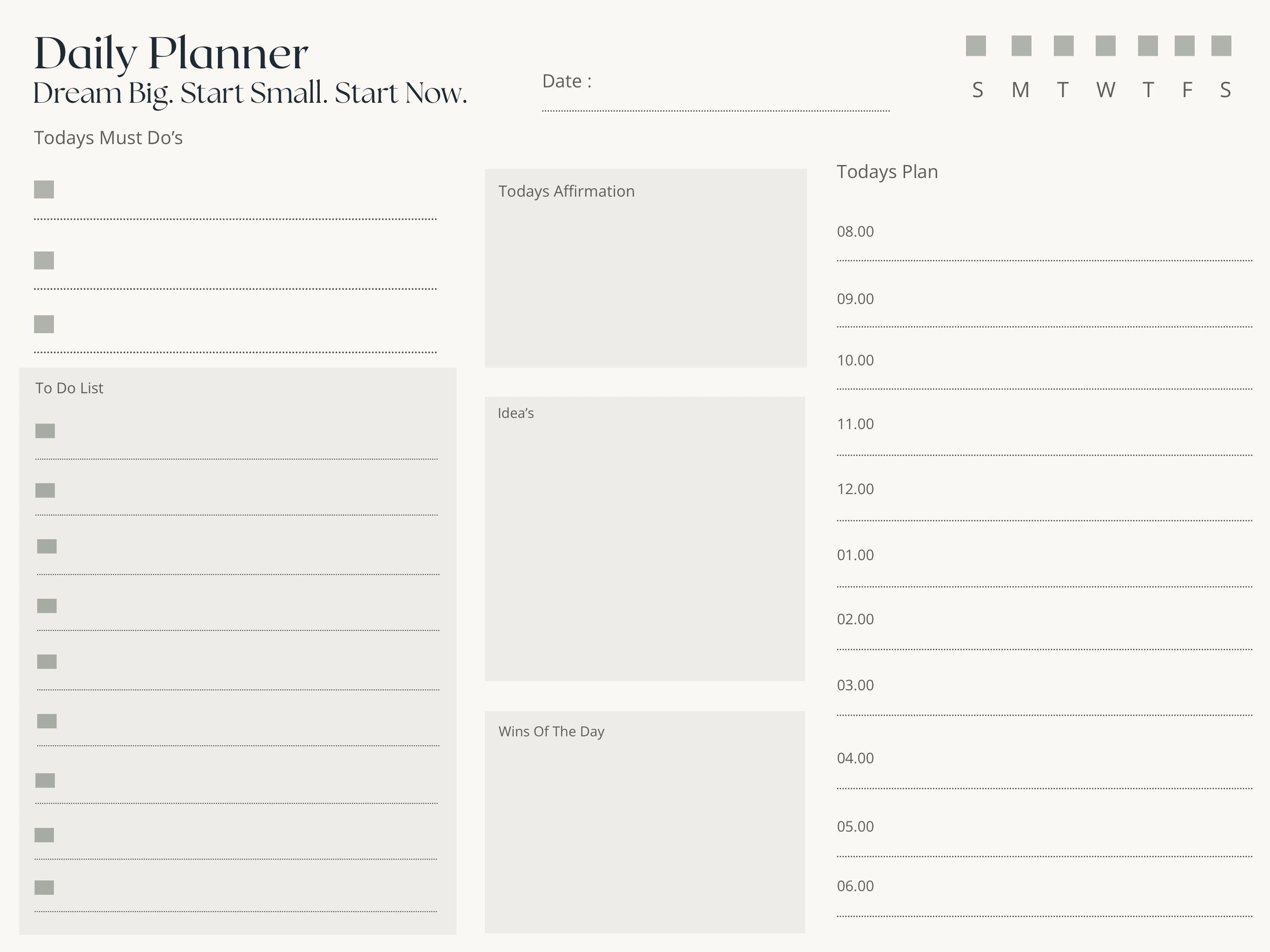 Printable Daily Planner With Notes Page | A4 A3 & Digital iPad Version ...
