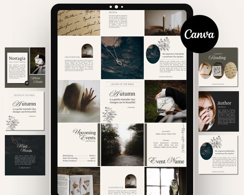 Bookstagram-sjabloon canva | Instagram-sjablonen schrijven | Boekrecensies en promotieberichten | Socialmediakit Dark Romance afbeelding 8