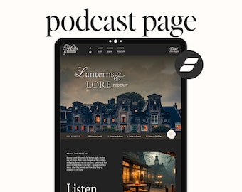 Showit Template: Podcast Landing Page. Gaslamp Bookish Website Design. Editorial Goth Meets Dark Coquette Site Layout