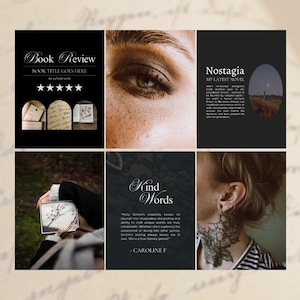 Bookstagram-sjabloon canva | Instagram-sjablonen schrijven | Boekrecensies en promotieberichten | Socialmediakit Dark Romance afbeelding 3