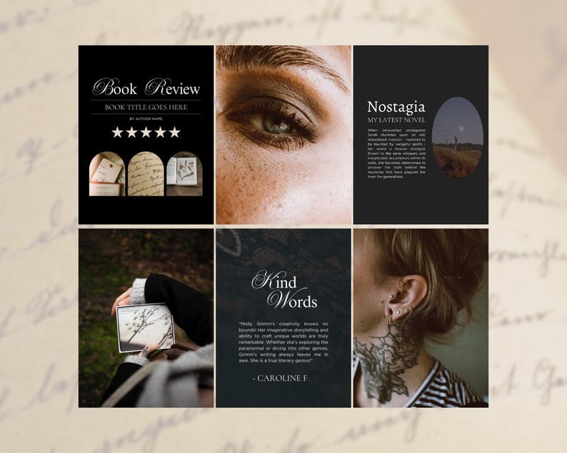 Bookstagram-sjabloon canva | Instagram-sjablonen schrijven | Boekrecensies en promotieberichten | Socialmediakit Dark Romance afbeelding 3
