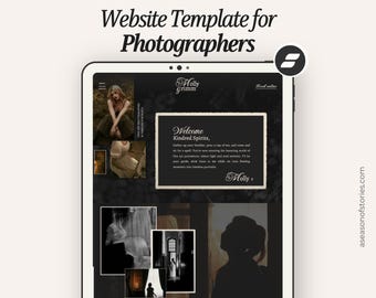 Showit Template For Photographers. Full Dark Academia Website Design With Portfolio, Link in Bio Landing Page, and Editorial WordPress Blog