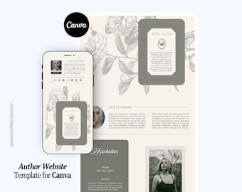 Canva-websitesjabloon auteur, website auteur boek, persmap en mediapaginaontwerp