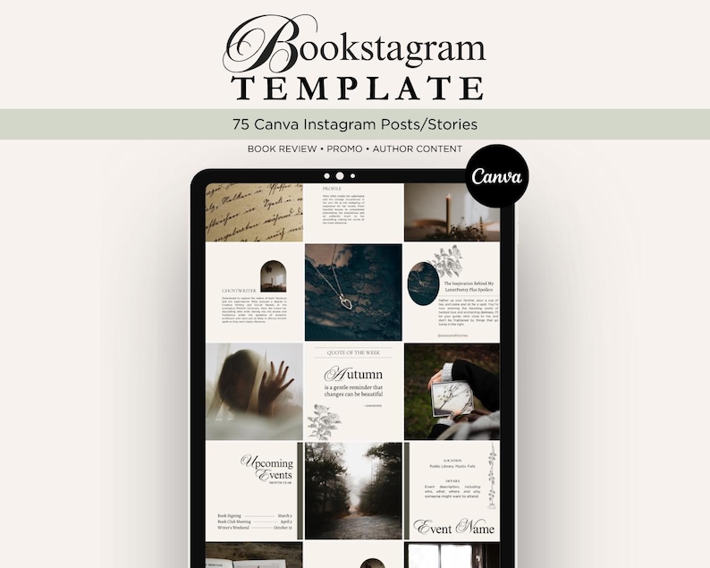 Bookstagram-sjabloon canva | Instagram-sjablonen schrijven | Boekrecensies en promotieberichten | Socialmediakit Dark Romance afbeelding 1