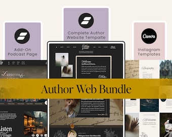 Showit Author-website. Boekpresentatie Bookish-bundel: Dark Academia-websiteontwerp, bestemmingspagina podcast, boekpromotie Bookstagram-sjablonen