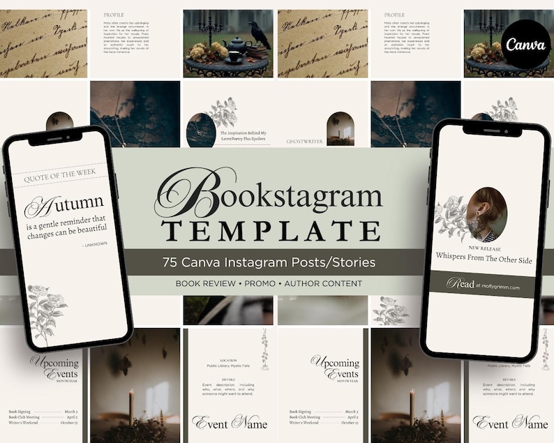 Bookstagram-sjabloon canva | Instagram-sjablonen schrijven | Boekrecensies en promotieberichten | Socialmediakit Dark Romance afbeelding 19