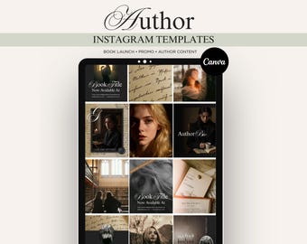 Auteur Instagram-canvasjablonen, carrouselsjabloon voor boekpresentatie en boekpromotie. Dark Academia Whimsigoth Gothic Bookstagram-sjablonen