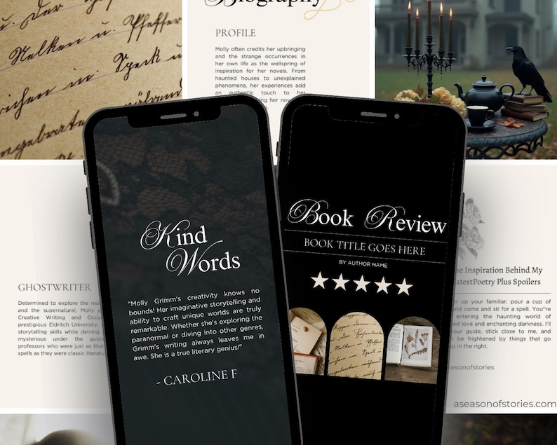 Bookstagram-sjabloon canva | Instagram-sjablonen schrijven | Boekrecensies en promotieberichten | Socialmediakit Dark Romance afbeelding 5