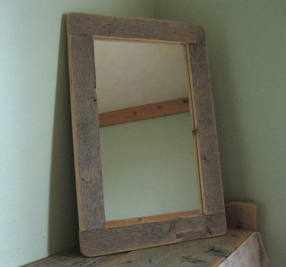 Barnwood Mirror 7x12 Handmade From Reclaimed Weathered Wood Barnwood Mirror 7x12 Handmade From