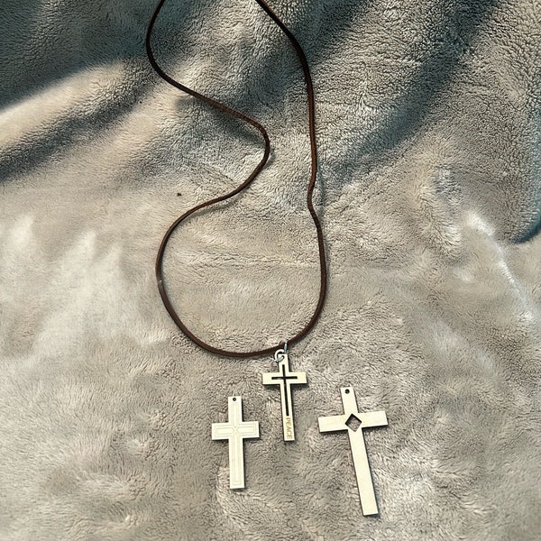 Religious jewelry| Religious Gift | Handmade Jewelry | Handcrafted Wood Design | Leather jewelry | Cross Necklace| Cross jewelry I Handmade