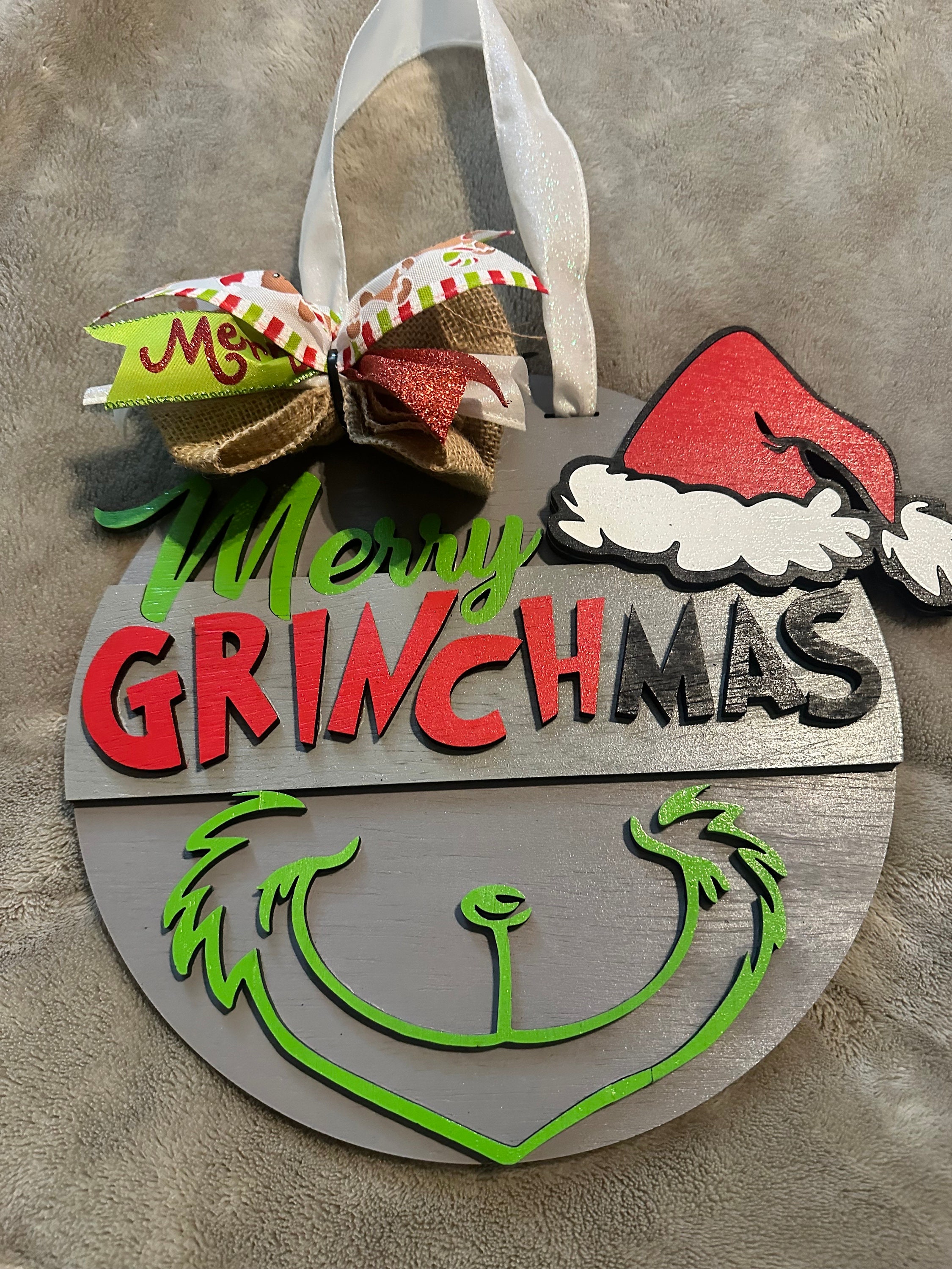 Grinch Front Door Decor | Holiday Door Wreath| Christmas Door Hanger