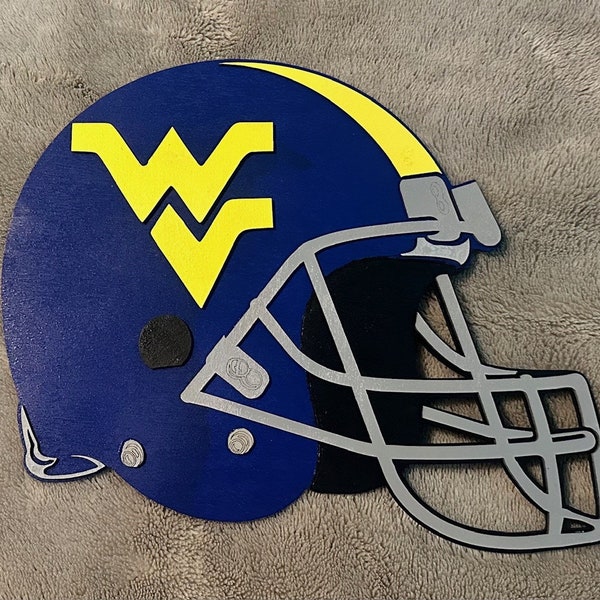 Personalized Wood Decor | Sports Team Decor | West Virginia Football | Mountaineers| Football Sign| Sports Helmet I Sports Helmet Sign