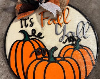 It’s Fall Yall Front Door Decor | Fall Door Wreath| Pumpkin Door Hanger I Fall Decor | Autumn | Pumpkin | Fall Y'all