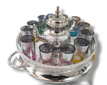 Moroccan Teapot Set: Silver and Gold Elegance for Tea Enthusiasts