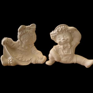 Bisque B Mix färdig att måla - Raggedy Ann och Andy - Hög värme, låg värme, bets eller måla