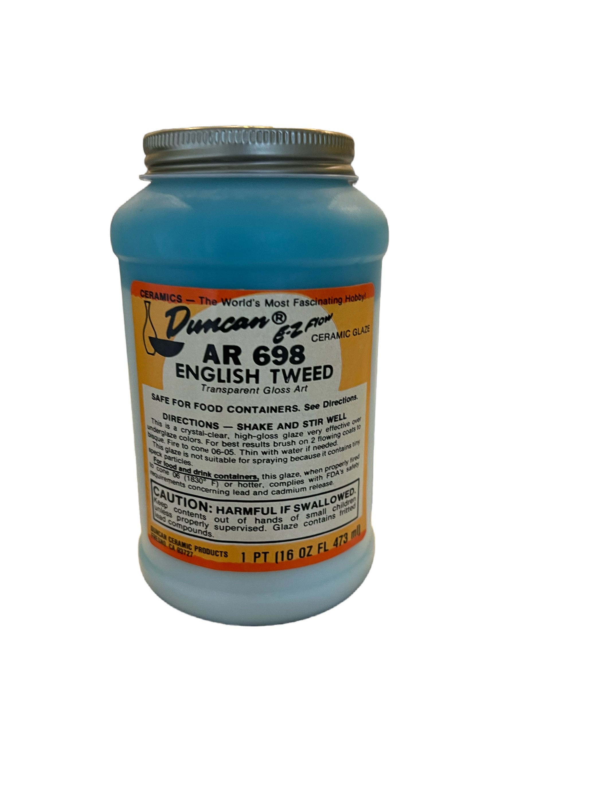 Ceramic Glaze Duncan English Tweed AR 698 Transparent Gloss 16 Oz