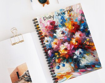 Flower Daily Journal - Floral Paletmes Spiraal Notebook Journal - Geregeerde lijn