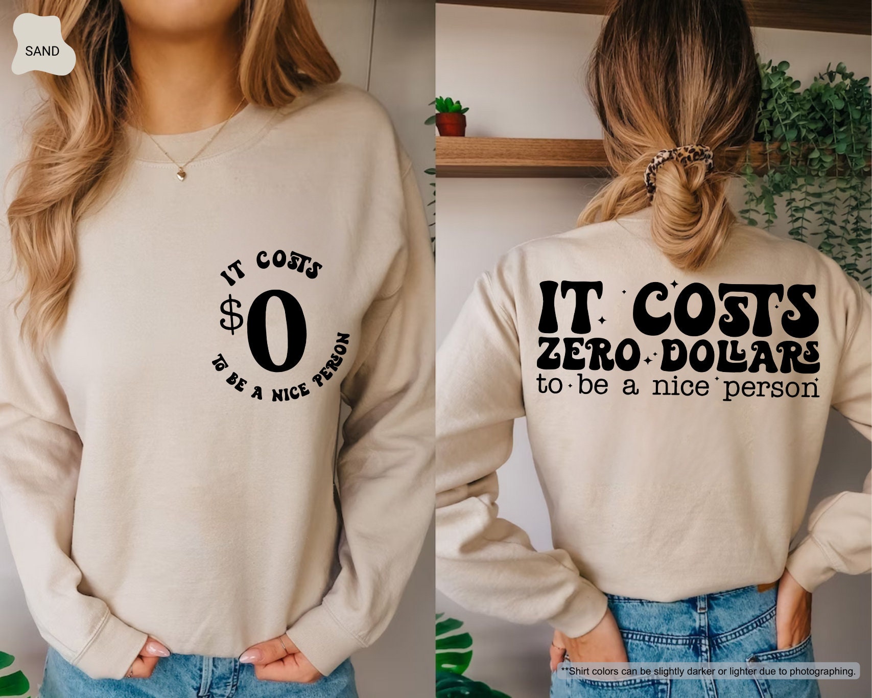 It Costs Zero Dollars to Be a Nice Person Hoodie Etsy