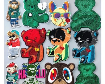 Bear Embroidery Chenille Patch: Sew-on Applique for Jackets, 1pcs