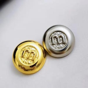 Gold Metal Shank Buttons: Dress Button 15-23mm, Fashion Coat & Sweater Embellishments -10pcs