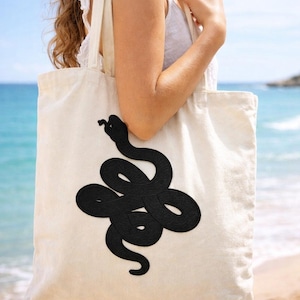 Naszywka z haftem w kształcie węża, 26 x 17 cm, aplikacja do prasowania z motywem węża, gotycka naszywka ze zwierzęciem na kurtkę, dżins, torbę – 1 szt.