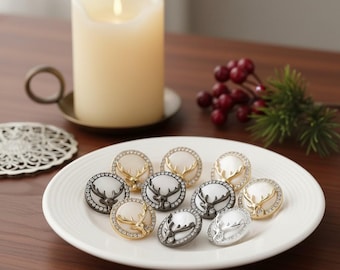 Bottoni Metallici Per Costume Tradizionale Con Cervo – 6 Pezzi – Argento Opaco 20 Mm - 3