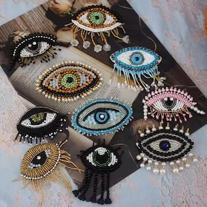 Evil Eye Patches - Rhinestone Patches - Embroidered Eye Patch Applique - Evil Eye Sew Patch - Denim Jacket Patch - Crying Eye Patch - 1pcs