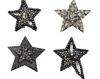 Écusson thermocollant avec étoile et strass : appliqué de veste en jean avec perles, 1 à 5 pièces
