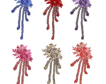 Parche bordado grande de fénix: aplique de pájaro rojo (69 x 31 cm), 6 colores - 1 unidad