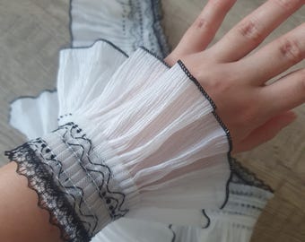 3-20m weiche weiße faltige Chiffon- Spitzenbesatz - 10 cm breiter Rüschenstoff - Romantisches Brautkleid, Puppenkleidung, DIY nähen