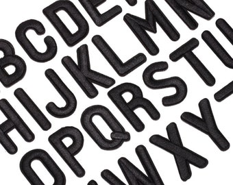 1stk Schwarzer Buchstabe Aufnäher: Aufnäher Alphabet (5 cm)