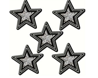 5 patchs étoiles en cristal avec strass : appliqués thermocollants brodés