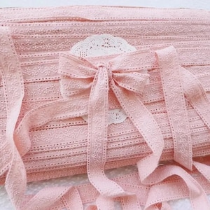 Nastro in pizzo di cotone ricamato largo 4 metri e 0,8 pollici, nastro in pizzo di cotone floreale stretto, nastro in cotone con ricamo floreale, nastro in cotone rosa