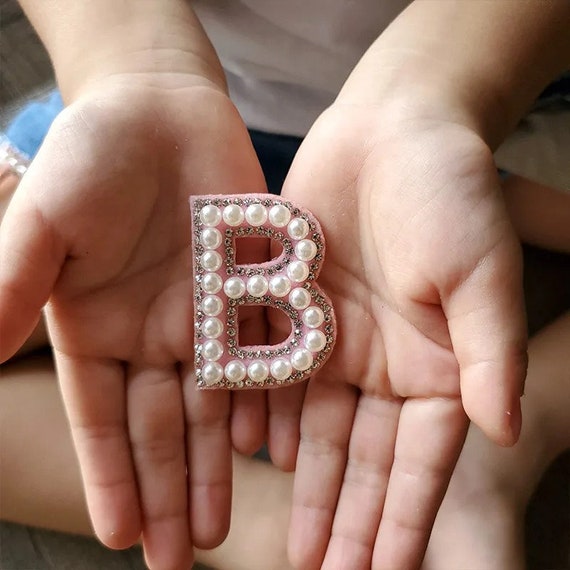 Rhinestone Pearl Letter Patch: Iron-on Alphabet P