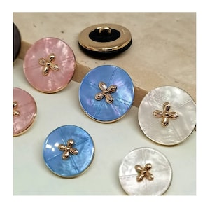 6pcs 18-22mm Metal Shank Enamelled Buttons for Sewing, Vintage Style Button, Ladies Buttons, Craft Buttons, Coat/Jacket/Blazer Buttons