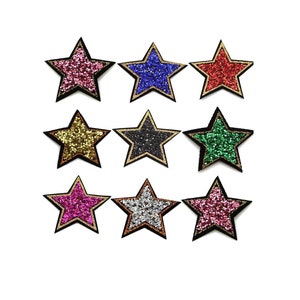 Sequin Star Iron-On Patch: Pink & Gold Trucker Hat Applique (10pcs)