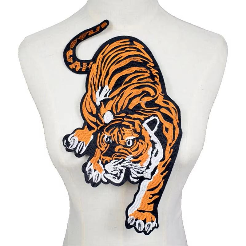 Large Tiger Embroidery Applique: Sew-on Jacket Patch