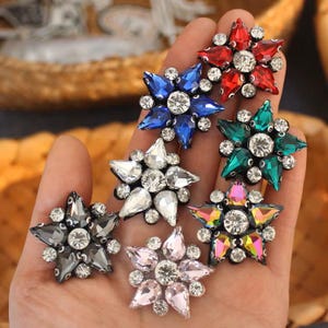 10pcs 3.2cm Star Rhinestone Patches - Denim Patches - Star Patches - Sew on Patches, Beaded Patches, Rhinestone Applique, DIY Projects
