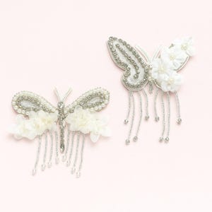 Sequin Butterfly Appliques: Beaded Rhinestone & Pearl Embellishments (2pcs
