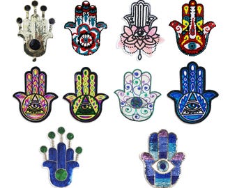 Sequin Hamsa Hand Patch: Iron-On Evil Eye Applique