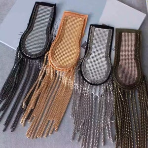Conjunto de charreteras con borlas de cristal: adornos de hombro de diamantes hechos a mano - Conjunto