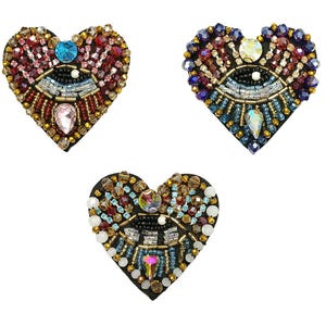 Rhinestone Evil Eye Patch: Beaded Embroidered Applique