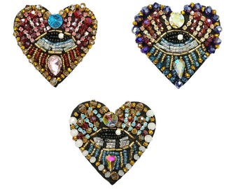 Rhinestone Evil Eye Patch: Beaded Embroidered Applique, 1pcs