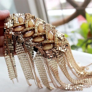 1Pair Gold Silver Shimmering Crystal Epaulet Tassel Chain - Perfect for Costumes Blazer Jacket Design, Shoulder Badge, Dance Costume Fringe