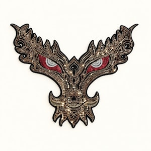 Large Gold Dragon Head Patch, Sequin Embroidered Sew On Applique for Jacket or Backpack, Costume Decorative Appliques Patches, 1 Piece