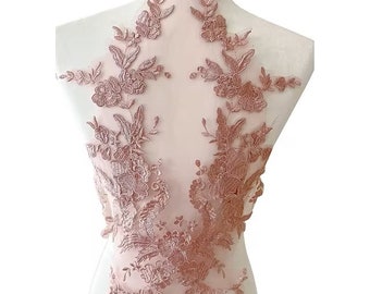 Applique in pizzo floreale ricamato: motivo per abito con perline - 11 colori, 1 pezzo