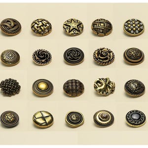 ヴィンテージゴールドメタルシャンクボタン10個：15～25mmレトロ裁縫ボタン