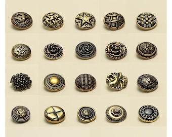 10 Stück Vintage Knöpfe aus Metall, goldfarben: 15-25 mm Retro Nähknöpfe